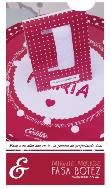 Trusou de botez pentru fetite de inspiratie Disney cu Minnie Mouse, Red Dots  7